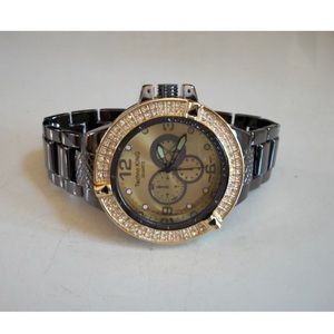 Men's gold/hematite finish Techno King bracelet fashion hip hop stone watch